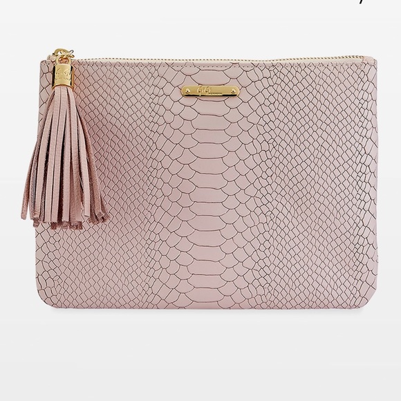 Gigi New York All In One Embossed Leather Clutch With Tassel Dark Pink/Mauve - Picture 1 of 15